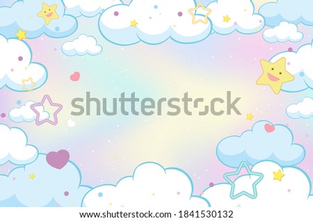 Magic fairy tale pastel sky background illustration
