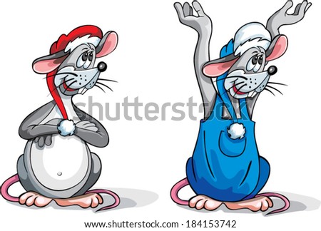 Funny rat in a hat santa claus.