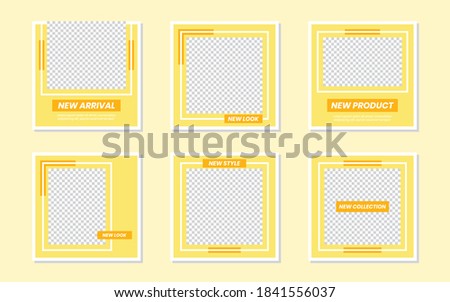 Slides Abstract Unique Editable Modern Social Media Banner Yellow Template. For personal  business. Anyone can use this design easily. Promotional web banner social media post. Vector Illustration