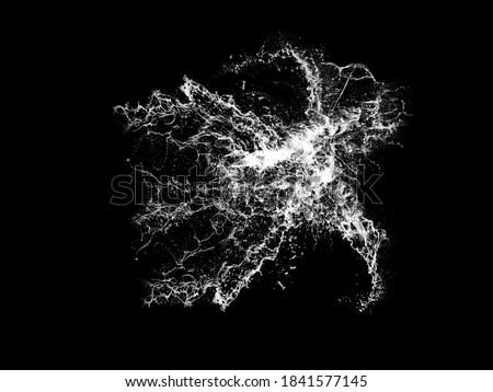 Stock image of water splash: High resolution water splashes isolated on black background. Royalty high-quality free stock photo image of water splash with bubbles of air on the black background