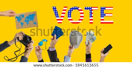 Vote Voting Concept, the flag of america, worker, tools