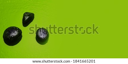 Color stones on a green background; various colors, yellow, black, white, maroon, blue, basic colors. Color range