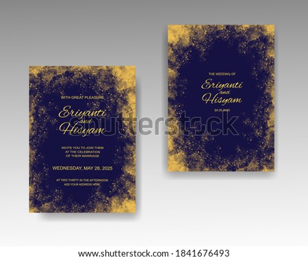 Wedding invitation template with watercolor background and splash. EPS 10.