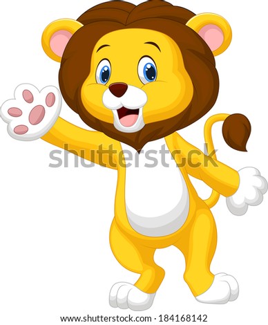 Cute lion waving hand