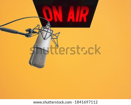 design element: background with professional microphone and on air sign