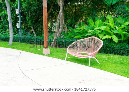 empty bench decoration in garden park