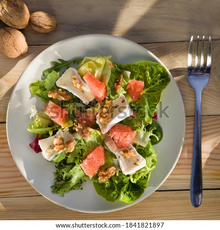 Breakfast - healthy fitness meal with fresh salad.