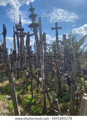 Hill of Crosses in Luthuania - picture of a lot of crosses 