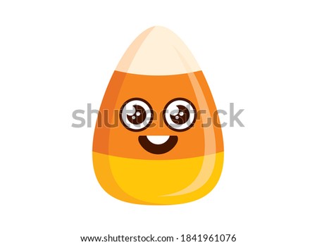 Cute Candy Corn icon vector. Popular halloween candy cartoon character. Sweet Candy Corn icon isolated on a white background