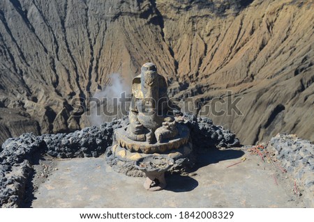 
an elephant statue in the crater of Mount Bromo, Indonesia