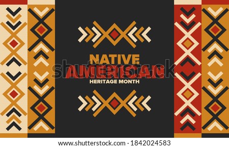 Native American Heritage Month in November. American Indian culture. Celebrate annual in United States. Tradition pattern. Poster, card, banner and background. Vector ornament, illustration Royalty-Free Stock Photo #1842024583