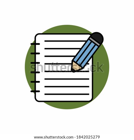 Note paper with pencil vector illustration. Note Paper And Pencil. Flat cartoon style suitable for web landing page, banner, sticker, background