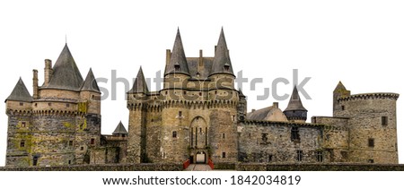 The castle of  Vitré (France) isolated on white bacground