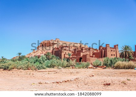 Aït Benhaddou in Morocco, a fortified village kasbah (ksar) of Aït Benhaddou in the foothills of the High Atlas Mountains