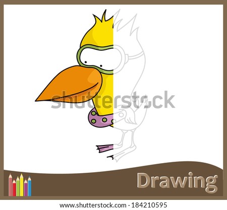 Game for children - draw a funny duck (vector) 
