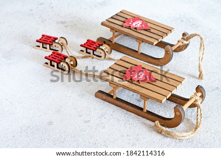 Decorative wooden sled for decoration for Christmas, Christmas decor, toys.