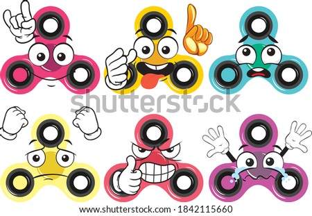 Vector cartoon spinner mascot on white background. Perfect for printing on baskets, posters, wall papers, wall murals, mugs, glasses, deckchairs, banners, roll-ups, exhibition walls and any other.
