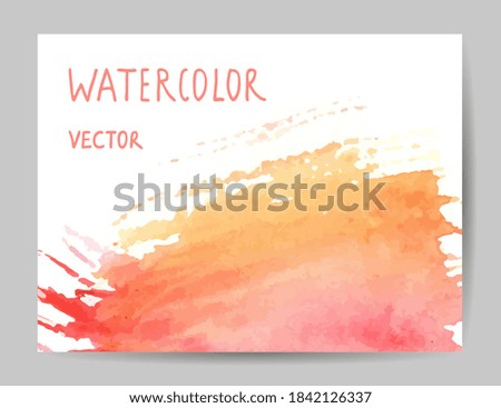Business card template with abstract watercolor elements. Hand drawn vector illustration.
