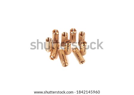 Brass collet anchor on white background