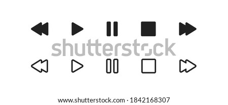 Play, pause button. Audio player icon set. Music stop symbol in vector flat style. Royalty-Free Stock Photo #1842168307