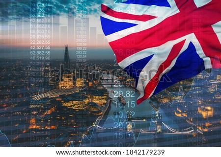 Financial Great Britain flag, united kingdom economy and european union flag Royalty-Free Stock Photo #1842179239