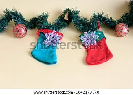 christmas stockings with festive decorations