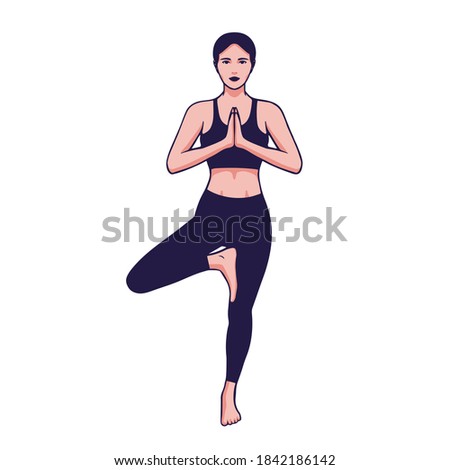Woman doing yoga exercises. Healthy lifestyle - Vector