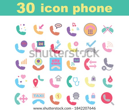 30 Flat Phone Icons for website mobile app presentation purposes
