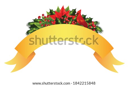 Christmas banner with details on white background.