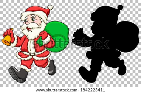 Santa carrying gift bag illustration