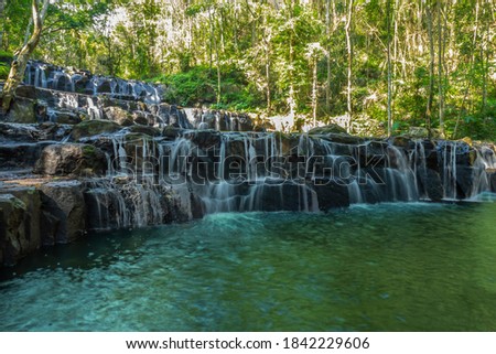 Beautifull waterfall in deep forest. Waterfall in Namtok Samlan National Park at Saraburi provice, Thailand. Selective focus.