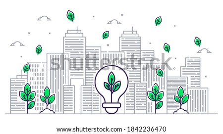 Illustration city line in nature concept