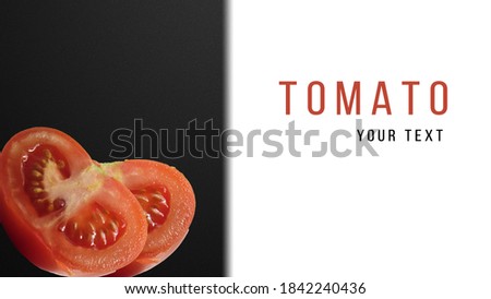 Ripe juicy red sliced ​​tomatoes. The design is perfect for a business card, splash screen, brochure or any other purpose.