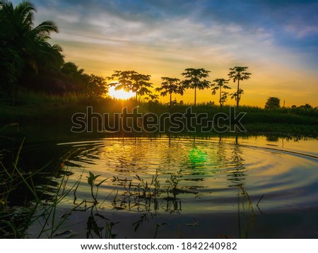 Pictures of rural scenery at dusk in Thailand