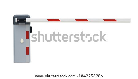 Parking barrier gate (with clipping path) isolated on white background