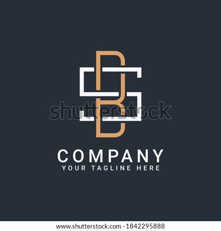 monogram logo letters BS or SB in gold and white