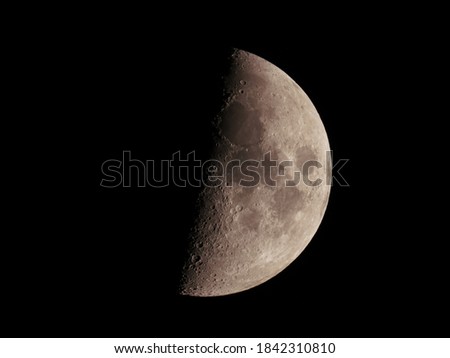 High resolution image of a waxing half moon
