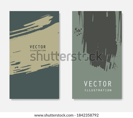Abstract ink brush banners set with grunge effect. Japanese style. Vector illustration