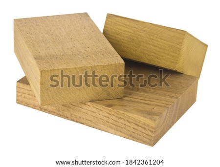 Wooden boards, bars isolated on a white background close-up.