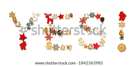 Colorful Christmas Decoration Letter Building Word Yes