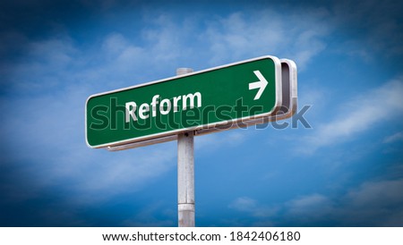 Street Sign the Direction Way to to Reform Royalty-Free Stock Photo #1842406180