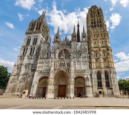 Rouen Cathedral (Cathedrale de Notre-Dame) in Rouen, capital of Haute-Normandie, France. Royalty-Free Stock Photo #1842485998