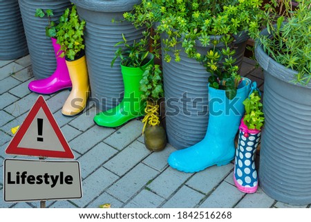 Sign Rubber Boots with Plants Lifestyle 