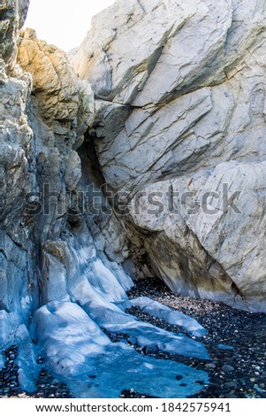 Sardinia coast line rocky formation with diamond Chrystal clear water in Portixeddu ,Sardegna