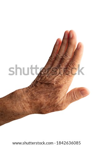 Hands of a 70-year-old man.Hands in isolated white background.with clipping path.