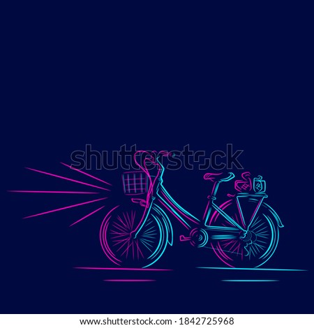 Bicycle line pop art portrait colorful design with dark background. Abstract vector illustration.