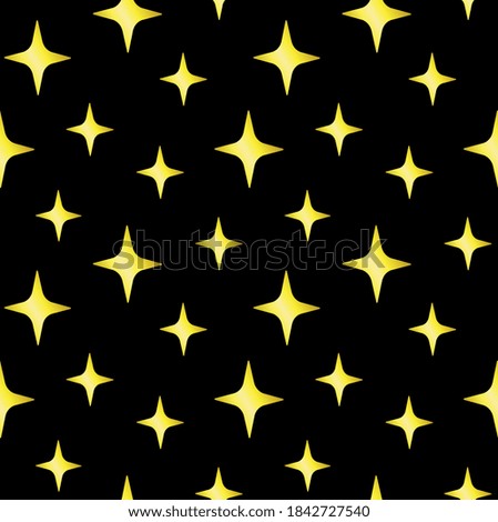 Vector seamless pattern of golden stars isolated on black background