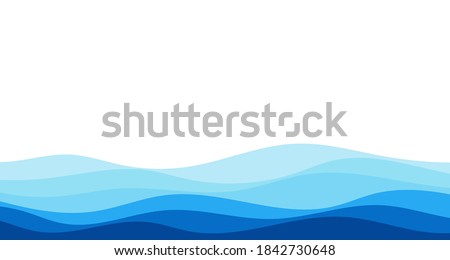 Blue river ocean wave layer vector background illustration Royalty-Free Stock Photo #1842730648