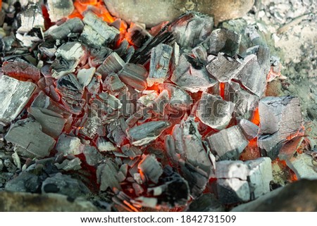 Hot coals after a fire