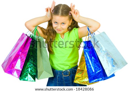 funny shopping small girl